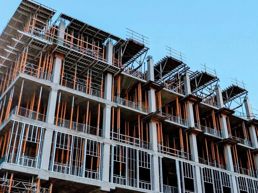 Steel frame of a new building